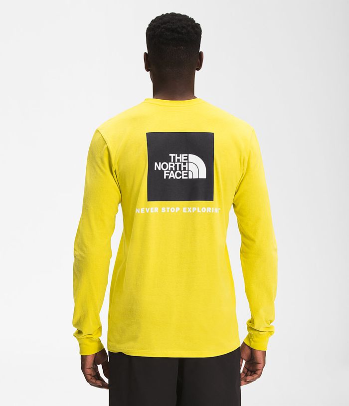 Camiseta The North Face Hombre Manga Larga Box Nse Amarillo - Peru 49681OVHQ